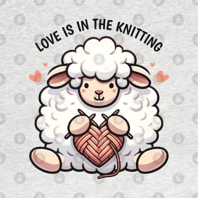 Adorable Knitting Sheep: Love and Crafts Illustration by Kicosh